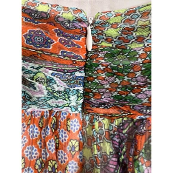 Worth New York 100% Silk Midi Dress Colorful Patchwork Boho Festival Size 4 - Picture 3 of 6